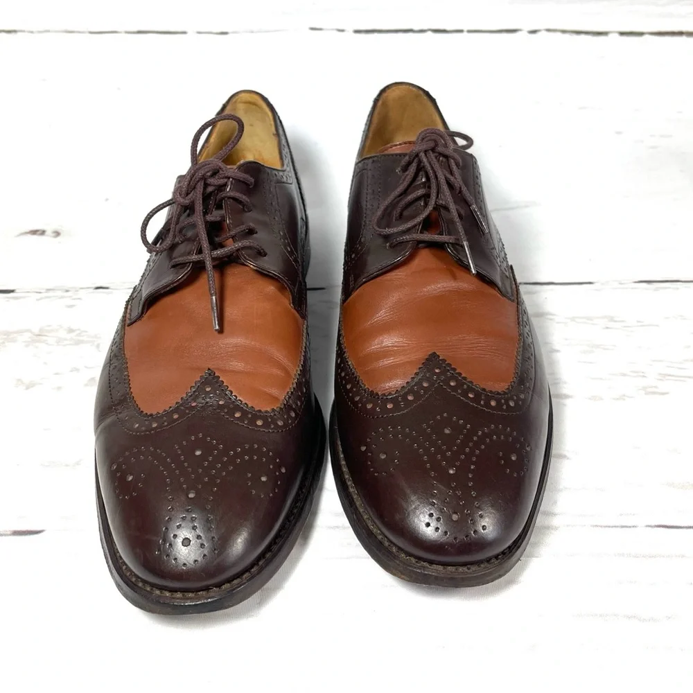 Footjoy 1857 Mens Wingtip Oxfords Size 10.5D‎ Brown Leather Shoes Rare.
